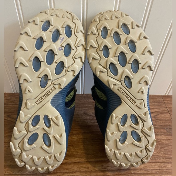 Merrell Nova 2 Trail Runner Sneaker Hook & Loop Blue Green Youth 3 - Picture 10 of 12